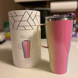 Brumate XL Toddy Tumbler with straw. Rainbow Glitter.